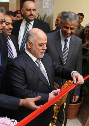 Iraqi Prime Minister Haider al-Abadi cuts the ribbon &hellip;