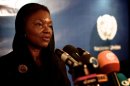 The UN's Valerie Amos speaks during a press conference at headquarters in Tehran on September 15, 2013