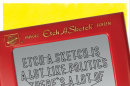 This undated image provided by the Ohio Art Company, makers of Etch A Sketch, shows a detail of one of the ads for a new politics-themed ad campaign. The company is launching the campaign after making headlines nationwide when an aide for Mitt Romney compared his election campaign to the toy. Three ads in the campaign, tagged 