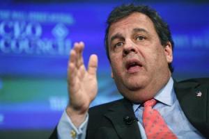 New Jersey Governor Christie participates in an interview during the Wall Street Journal&#39;s CEO Council annual meeting in Washington