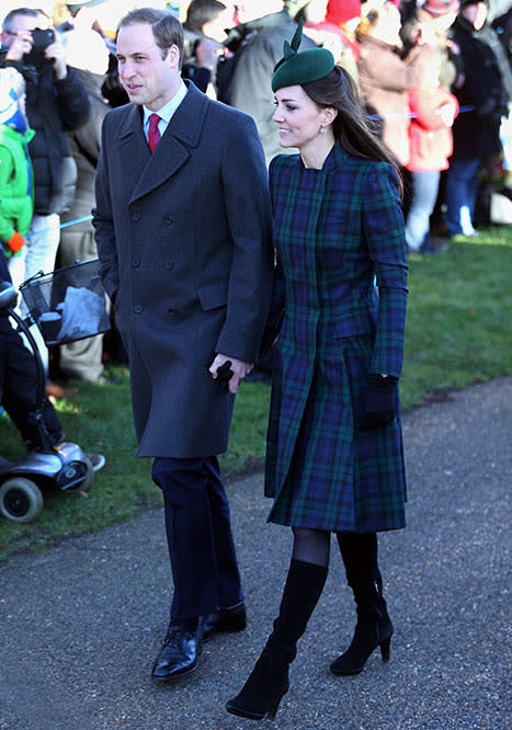Kate Middleton Looks Pretty in Tartan Coat at Christmas Service, Says Prince George Had &quot;Lovely&quot; First Holiday