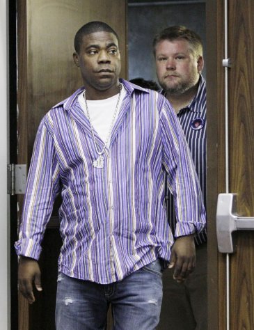 FILE - In this June 21, 2011 file photo, comedian and actor Tracy Morgan arrives at a news conference with Kevin Rogers, right, in Nashville, Tenn. The publicist for comedian and "30 Rock" cast member Tracy Morgan says the actor wasn't drinking when he collapsed Sunday, Jan. 22, 2012, at the Sundance Film Festival in Park City, Utah. (AP Photo/Mark Humphrey, file)