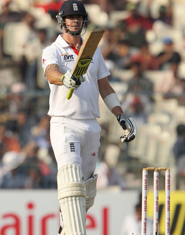Kevin Pietersen reaches his fifty on Day 1 of the fourth cricket Test match between India and England at Jamtha Stadium in Nagpur, Thursday, December 13 2012. (BCCI)