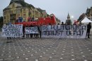 Suporterii Politehnicii Timişoara au protestat împotriva UEFA. FOTO