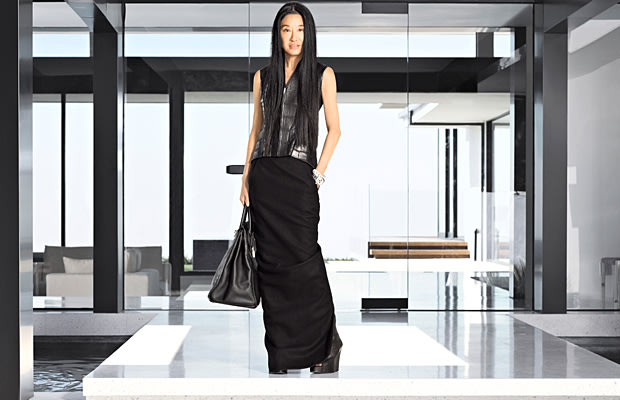 Wang poses in front of her sleek new L.A. home. Douglas Freidman/Harper’s Bazaar