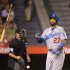 Los Angeles Dodgers' Matt Kemp tosses his bat after striking out during the sixth inning of a baseball game against the Los Angeles Angels, Wednesday, May 29, 2013, in Anaheim, Calif.  (AP Photo/Mark J. Terrill)