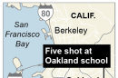 Map locates Oikos University in Oakland California, where five people are shot.