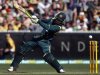 Australia's Hughes hits a boundary during the one-day international cricket match against Sri Lanka at the Melbourne Cricket Ground