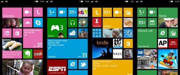 The new start screen on Windows Phone 8