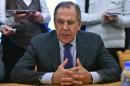 Russian Foreign Minister Sergei Lavrov speaks during a meeting in Moscow on February 19, 2015