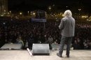 Five Star Movement leader and comedian Beppe Grillo speaks during a rally in Rome