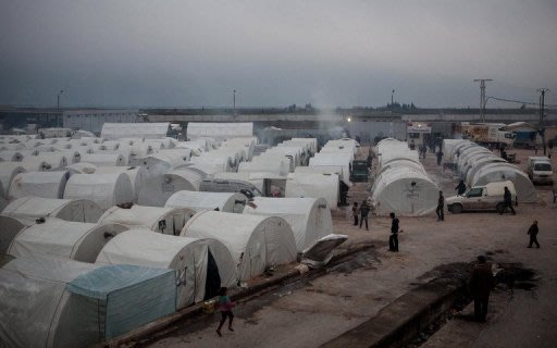 View of a refugee camp near the northern city of Azaz on the Syria-Turkey border on January 8, 2013. Rape has been a "significant" weapon of war in the conflict raging in Syria since March 2011 and is the "primary" factor in the exodus of women and children refugees to neighbouring Jordan and Lebanon, according to the International Rescue Committee (IRC)