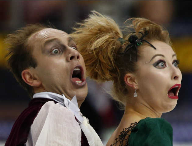 Germany's Zhiganshina and Gazsi perform during the ice dance free program at the ISU Grand Prix of Figure Skating Rostelecom Cup in Moscow