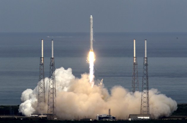 FILE - In this Friday, June 4, 2010 file picture, the SpaceX Falcon 9 test rocket lifts off from complex 40 at the Cape Canaveral Air Force Station in Cape Canaveral, Fla. carrying a mock-up of the co