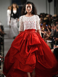 A model at the Oscar de la Renta Spring 2012 fashion show