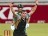 New Zealand's Doug Bracewell appeals unsuccessfully for the wicket of South Africa's Henry Davids during their T20 international cricket match in Durban