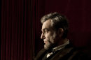 This publicity film image released by Walt Disney Pictures shows Daniel Day-Lewis portraying Abraham Lincoln in the film "Lincoln." The film, directed by Steven Spielberg, opens in limited release Nov. 9 and nationwide Nov. 16, just after the U.S. presidential election. (AP Photo/Disney-DreamWorks II, David James)