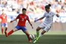 United States midfielder Carli Lloyd, right, controls the ball against South Korea midfielder Kwon Hahnul during the first half of an international friendly soccer match, Saturday, May 30, 2015, in Harrison, N.J. (AP Photo/Julio Cortez)