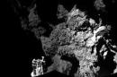 A CIVA handout image shows a probe named Philae after it landed on a comet, known as 67P/Churyumov-Gerasimenko