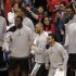 The San Antonio Spurs bench reacts to a play during the second half in Game 4 of an NBA basketball playoffs Western Conference semifinal against the Los Angeles Clippers in Los Angeles, Sunday, May 20, 2012. The Spurs won 102-99. (AP Photo/Jae C. Hong)