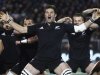 New Zealand All Blacks' Richie McCaw and his team perform the haka to Ireland before their rugby test match in Christchurch