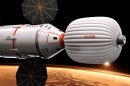 An artist's rendition shows a Mars capsule which will carry two people on a 501-day journey to Mars and back