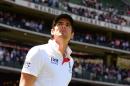 England captain Alastair Cook waits for the post match speeches after England was defeated by Australia on the fourth day of the fourth Ashes cricket Test played at the Melbourne Cricket Ground on December 29, 2013