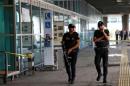 Police officers patrol at Turkey's largest airport, Istanbul Ataturk