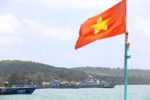 Military ships at the naval base in Phu Quoc Island, Vietnam.