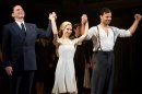 FILE - In this March 12, 2012 file photo, from left, Michael Cerveris, Elena Roger and Ricky Martin appear at the curtain call after their first performance in the new Broadway production of 