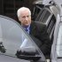 Former Penn State assistant football coach Jerry Sandusky leaves the Centre County Courthouse after the fifth day of his child sex abuse trial in Bellefonte