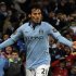 Manchester City's Silva celebrates scoring against Fulham during their English Premier League soccer match in Manchester
