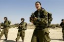 File picture of Israeli platoon commander Levantal of the Karakal ground Battalion shouting instructions during a training session at a military base in southern Israel