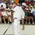 Bubba Watson watches his putt on the 18th green during the fourth round of the Masters golf tournament Sunday, April 8, 2012, in Augusta, Ga. (AP Photo/David J. Phillip)