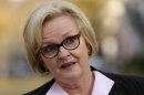 Democratic Sen. Claire McCaskill talks to reporters after canvassing a neighborhood Friday, Nov. 2, 2012, in Kansas City, Mo. McCaskill is running against Republican Todd Akin for Missouri's Senate seat. (AP Photo/Charlie Riedel)(AP Photo/Charlie Riedel)