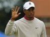 Tiger Woods of the U.S. acknowledges the crowd during the first round of the British Open golf championship at Royal Lytham & St Annes