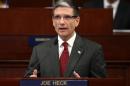 FILE - This April 3, 2013 file photo shows U.S. Rep. Joe Heck, R-Nevada, speaks to a joint session of the Legislature in Carson City, Nev. Heck on Monday, July 6, 2015 entered the race for the U.S. Senate seat being vacated by Nevada Democrat Harry Reid, setting in motion what could be one of the top Senate races of 2016. (AP Photo/Cathleen Allison,File)