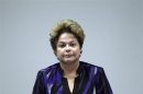 Brazil's President Rousseff reacts during a meeting with representatives of the Black Movement at Planalto Palace in Brasilia