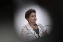 Brazil's President Rousseff speaks during a ceremony to sign concession contracts for duplication of highways in several Brazilian states, at the Planalto Palace in Brasilia