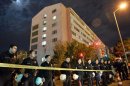 Turkish police cordon off a street after a rocket attack damaged a police headqurters in Ankara, September 20, 2013