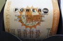 A Powerball lottery ticket is printed out of a lottery machine in Encinitas, California