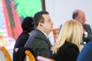 Serbian Foreign Minister Ivica Dacic (C) looks on during the Western Balkans 6 Ministerial Conference in Pristina, on March 25, 2015