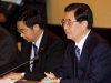 President Hu Jintao, right, President of the People's Republic of China, addresses the U.S. APEC Business Coalition during a meeting at the Sheraton Waikiki, Thursday, Nov. 10, 2011  in Honolulu.  (AP Photo/ Marco Garcia)