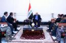 Iraqi Prime Minister Haider al-Abadi (C) meets with US Defence Secretary Ashton Carter (3rdL) in the presence of Iraqi Defence Minister Khaled al-Obeidi (4thR) in Baghdad