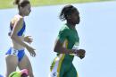 South Africa's Caster Semenya, right, and Romania's Claudia Bobocea compete in a women's 800-meter heat during the athletics competitions of the 2016 Summer Olympics at the Olympic stadium in Rio de Janeiro, Brazil, Wednesday, Aug. 17, 2016. (AP Photo/Martin Meissner)