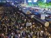 Demonstrators take over one side of the Rodovia Dutra during a protest in Sao Jose dos Campos