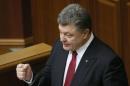 Ukraine's President Poroshenko delivers a speech during a session of the parliament in Kiev