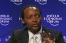 African Rainbow Minerals Executive Chairman Motsepe attends a session at the World Economic Forum in Davos