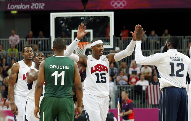Carmelo Anthony (15) and the United States beat Nigeria by 83 points in the most lopsided Olympic game of all time (Reuters)