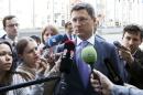 Russian Energy Minister Novak arrives for an EU-Russia-Ukraine trilateral energy meeting at the EU Commission headquarters in Brussels